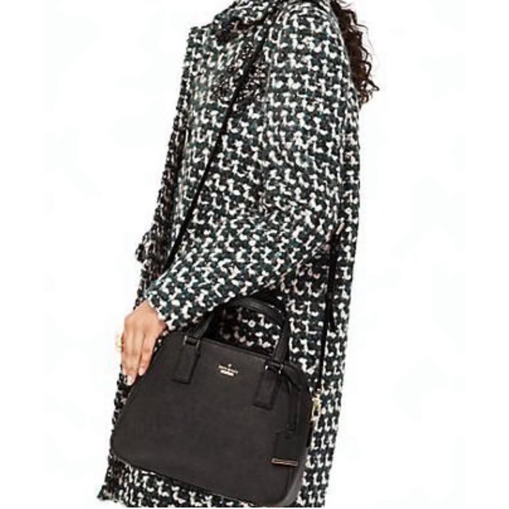 KATE SPADE ADJUSTABLE SATCHEL LEATHER PURSE WITH GOLD ACCENTS GREAT DAILY BAG